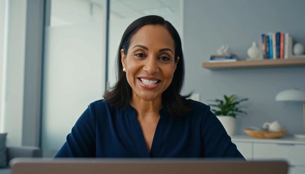 Generated E1 clip: a neurologist on a video call